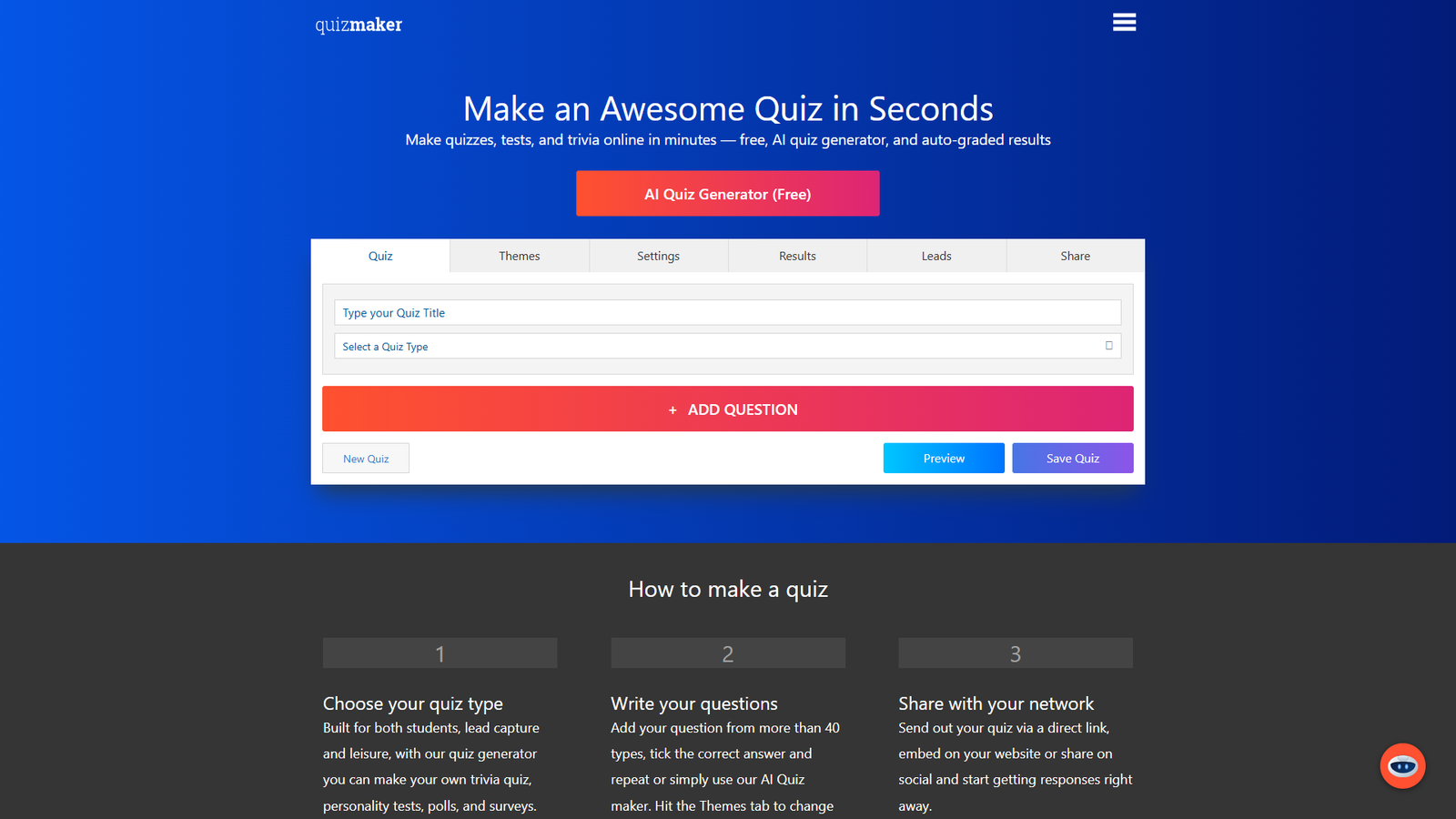 Quiz Maker — интерфейс нейросети Quiz Maker — интерфейс нейросети