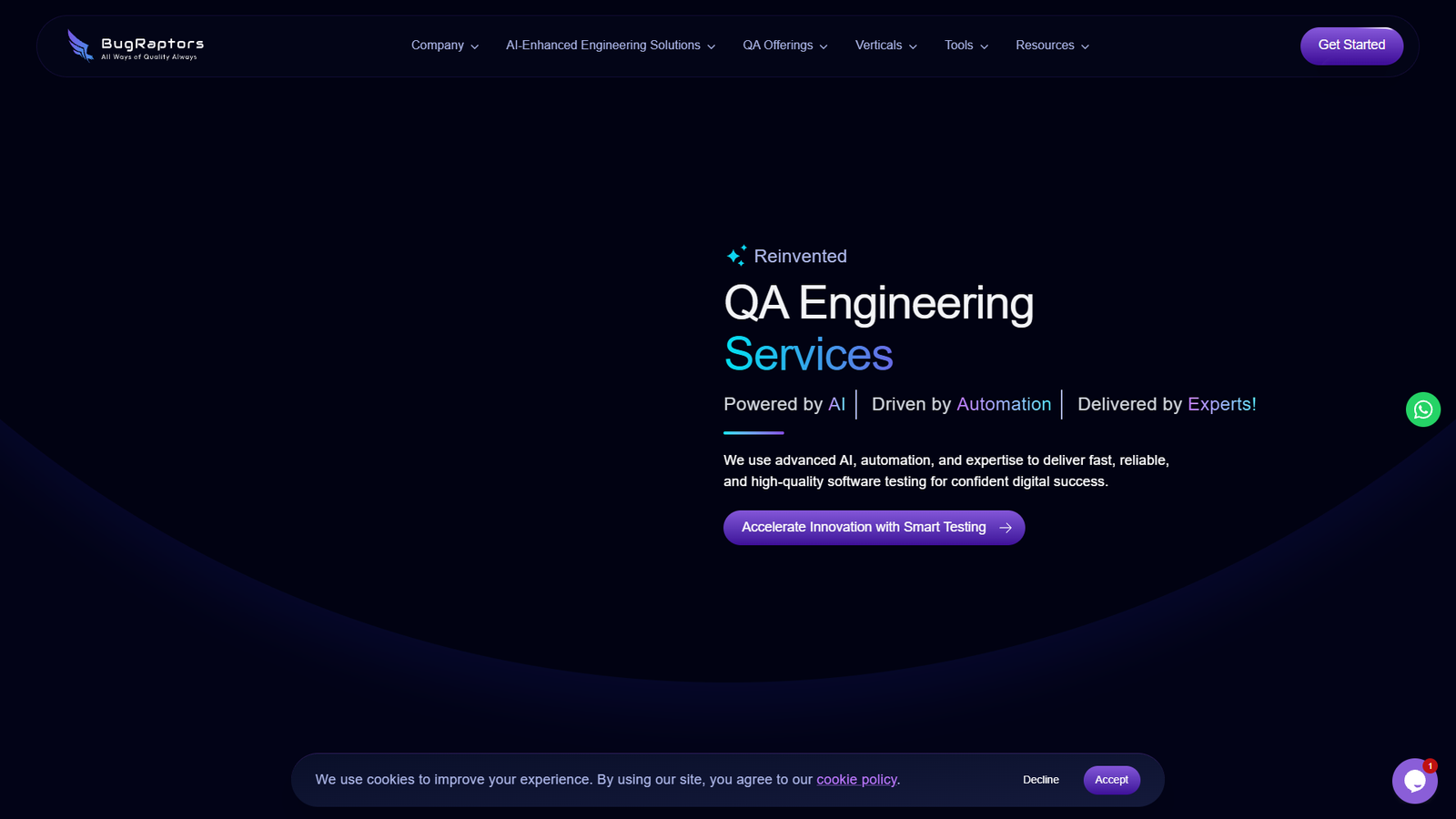 BugRaptors AI QA Engineering — интерфейс нейросети BugRaptors AI QA Engineering — интерфейс нейросети