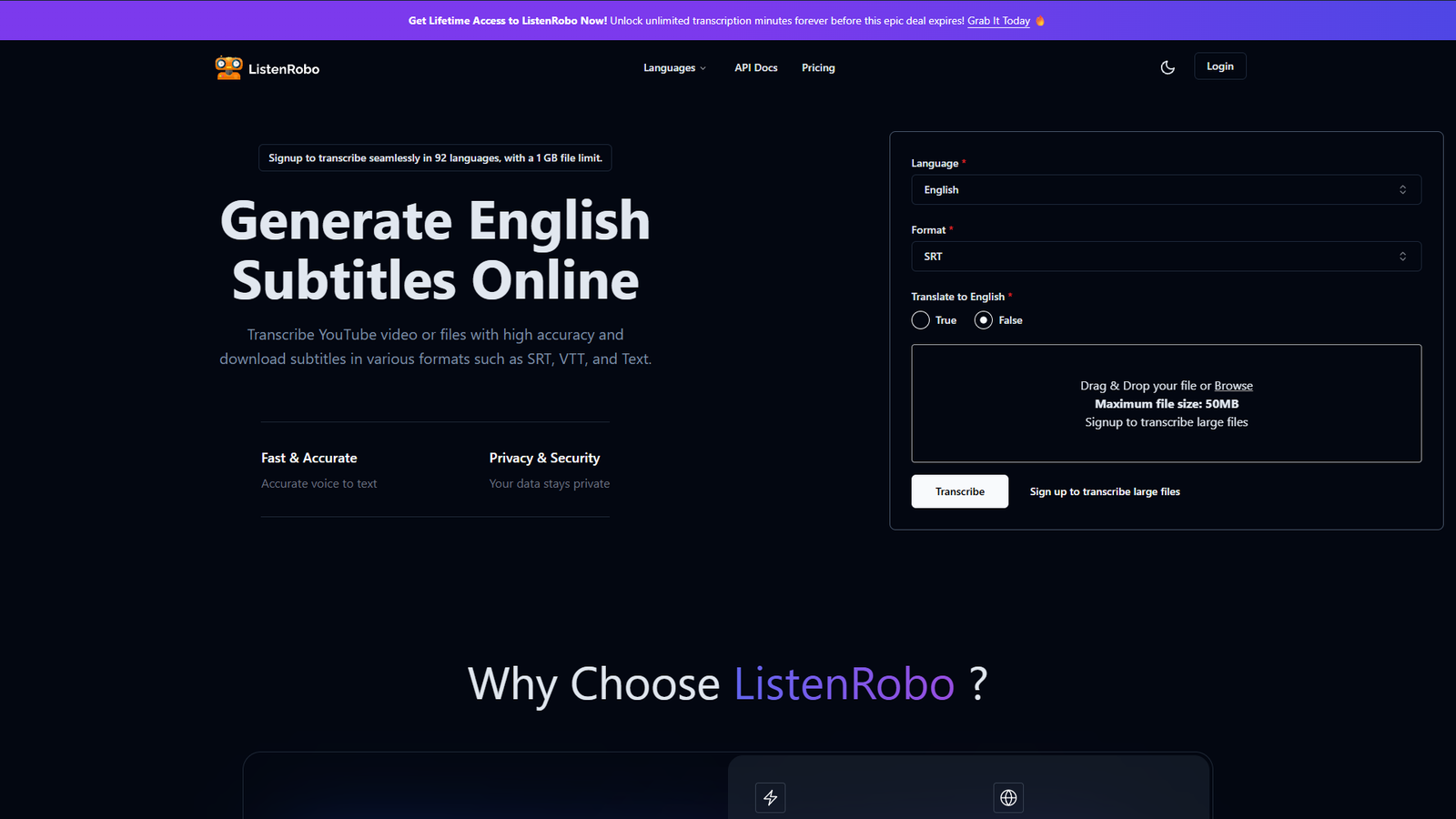 ListenRobo — интерфейс нейросети ListenRobo — интерфейс нейросети