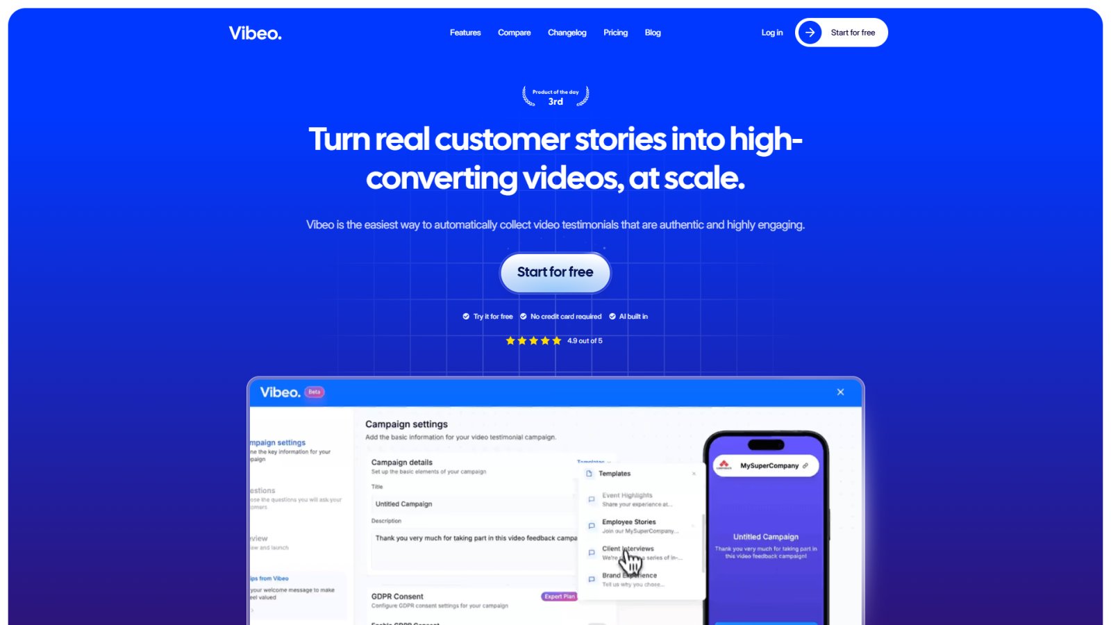 Vibeo нейросеть Главная страница