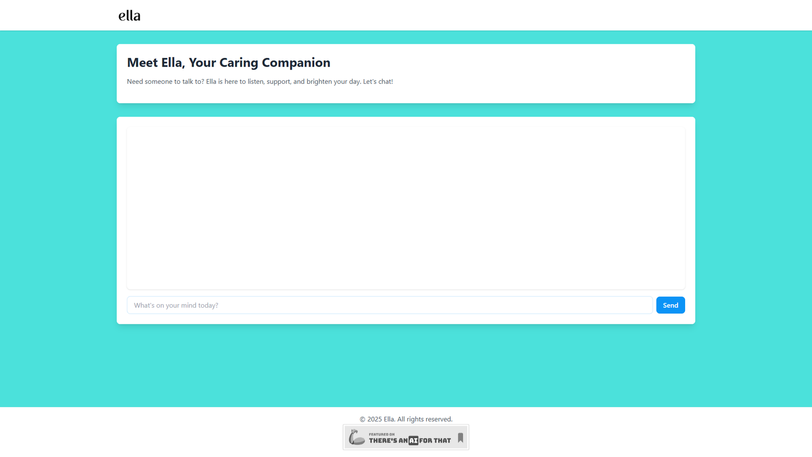 Ella — заботливый AI-спутник для эмоциональной поддержки — интерфейс нейросети Ella — заботливый AI-спутник для эмоциональной поддержки — интерфейс нейросети