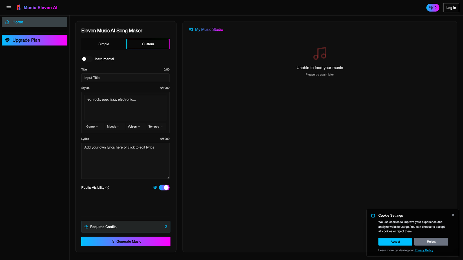 Music Eleven AI — интерфейс нейросети Music Eleven AI — интерфейс нейросети