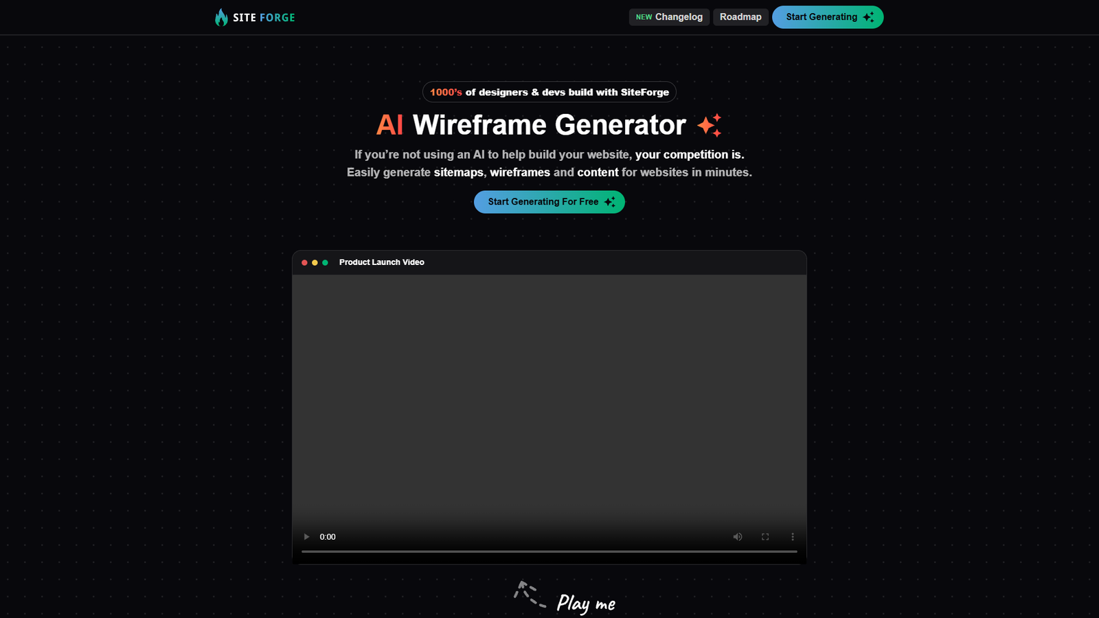 SiteForge AI Wireframe Generator — интерфейс нейросети SiteForge AI Wireframe Generator — интерфейс нейросети