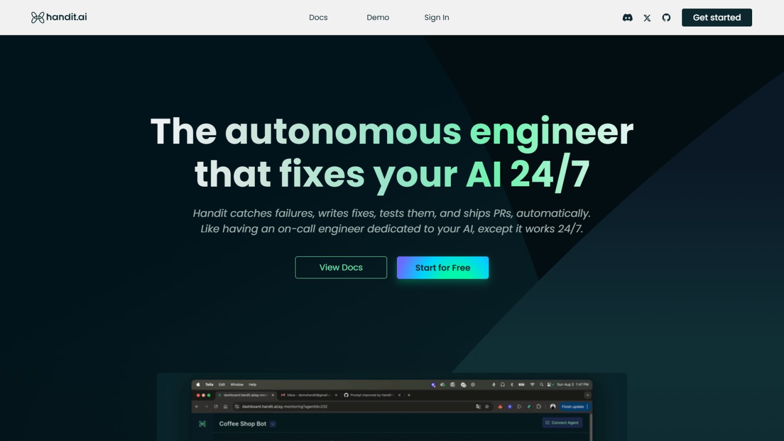 Handit.ai нейросеть Главная страница Handit.ai нейросеть Главная страница
