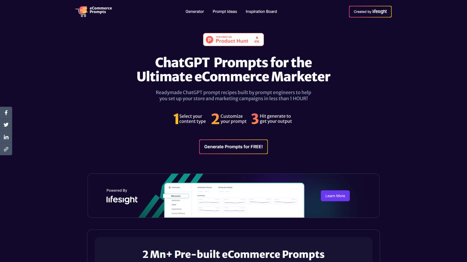 eCommerce Prompt Generator нейросеть Главная страница