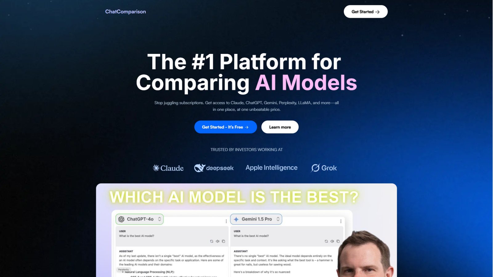 ChatComparison.ai нейросеть Главная страница