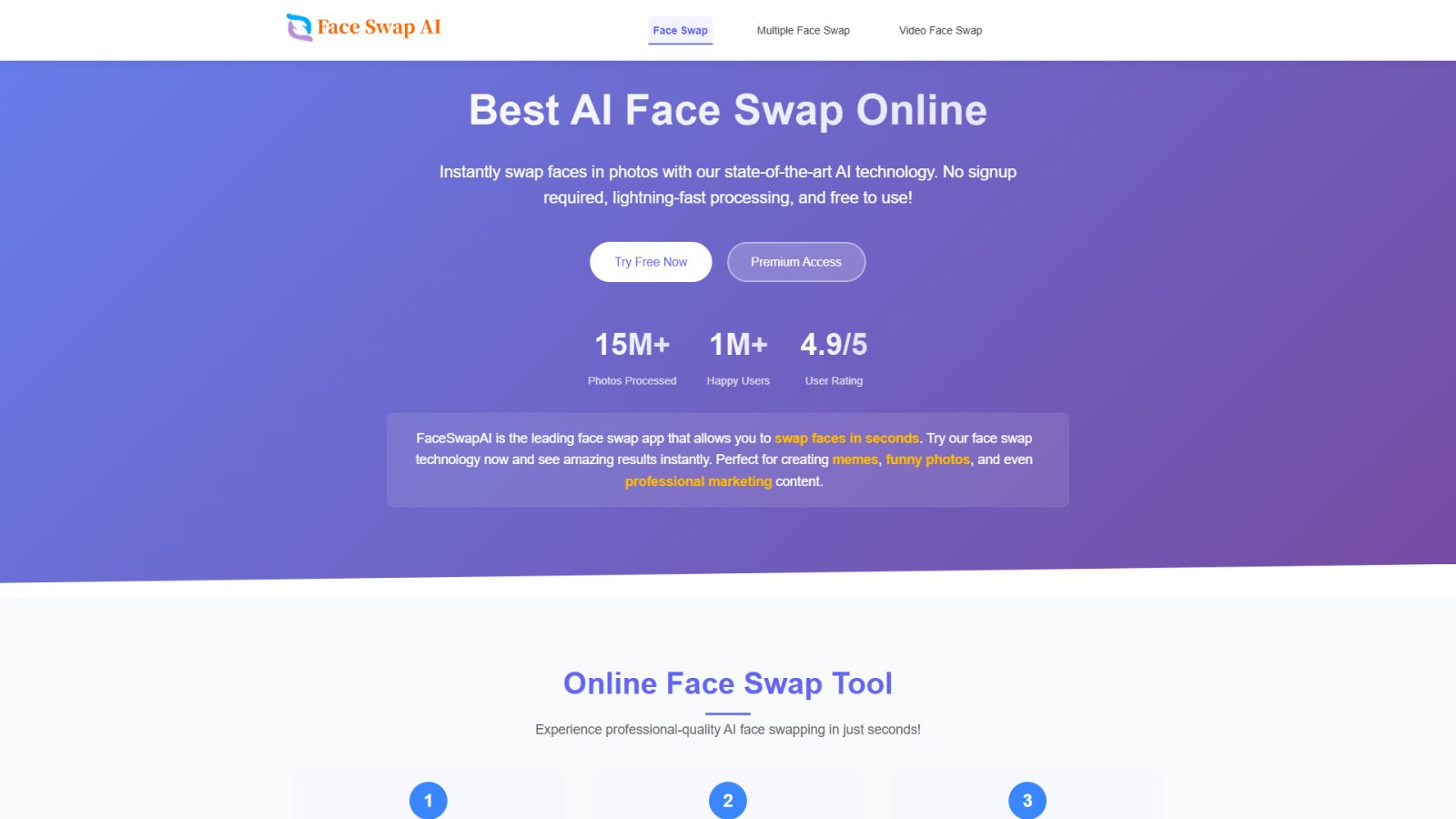 FaceSwap AI нейросеть Главная страница