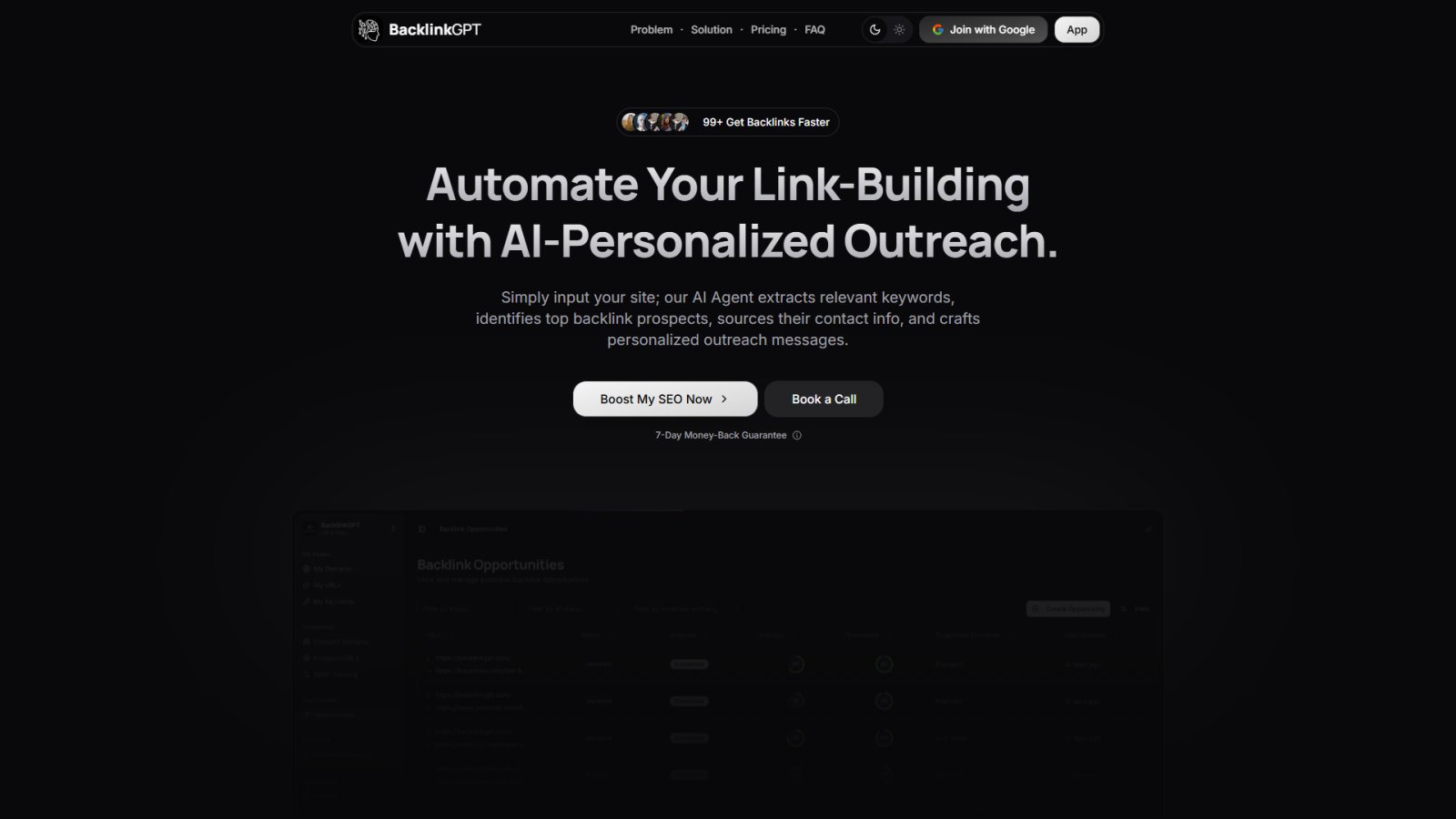 BacklinkGPT нейросеть Главная страница