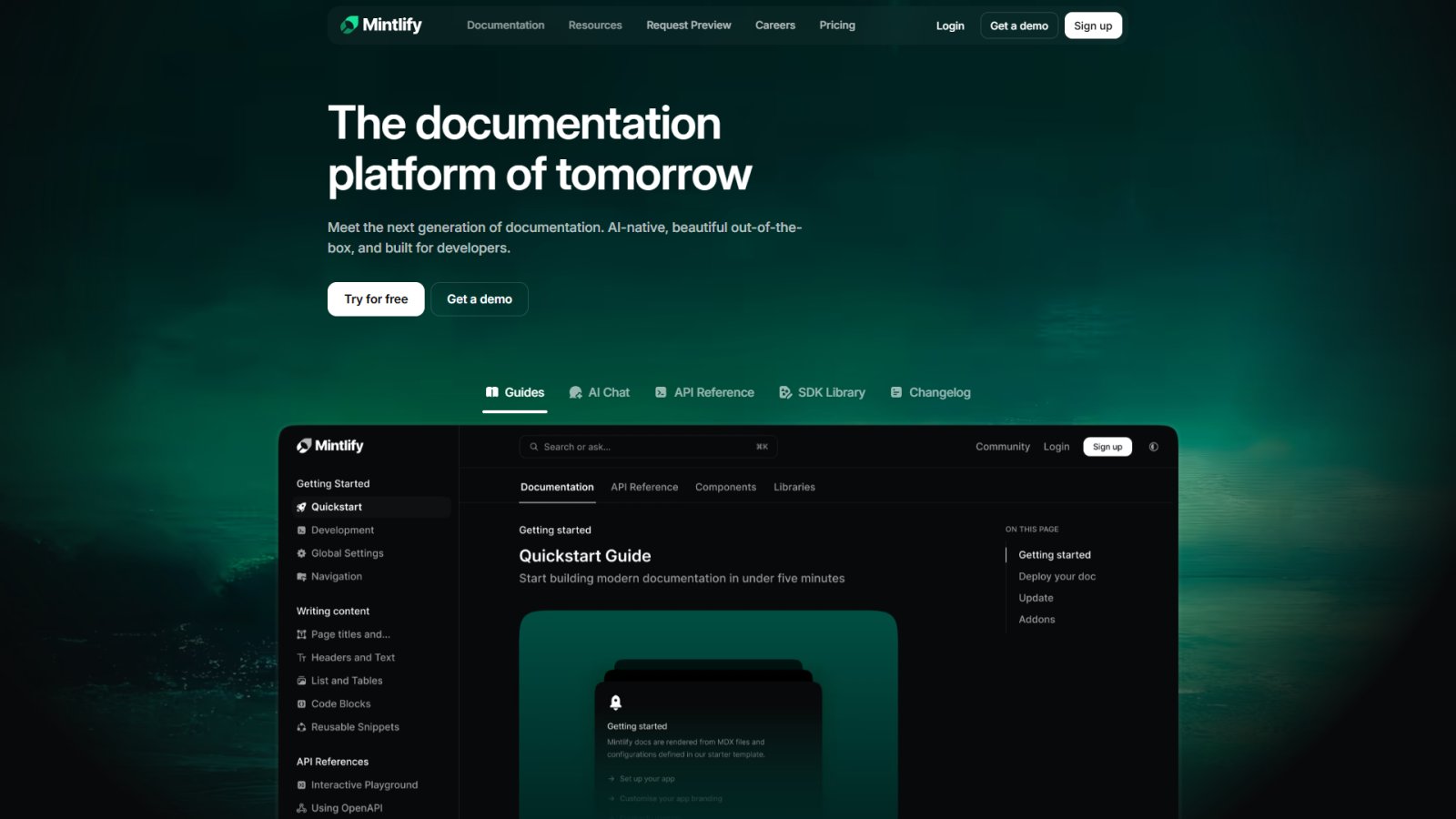 Mintlify нейросеть Главная страница