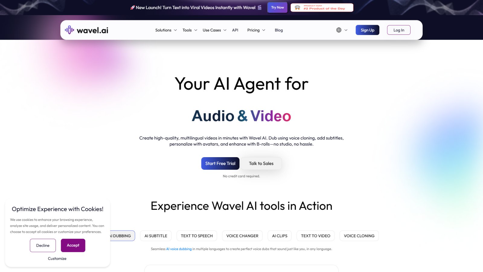 Wavel AI нейросеть Главная страница