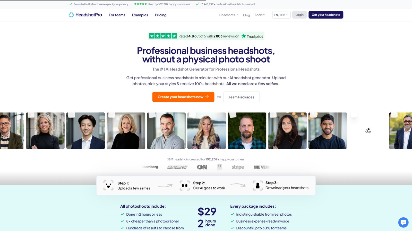 Headshot Pro нейросеть Главная страница