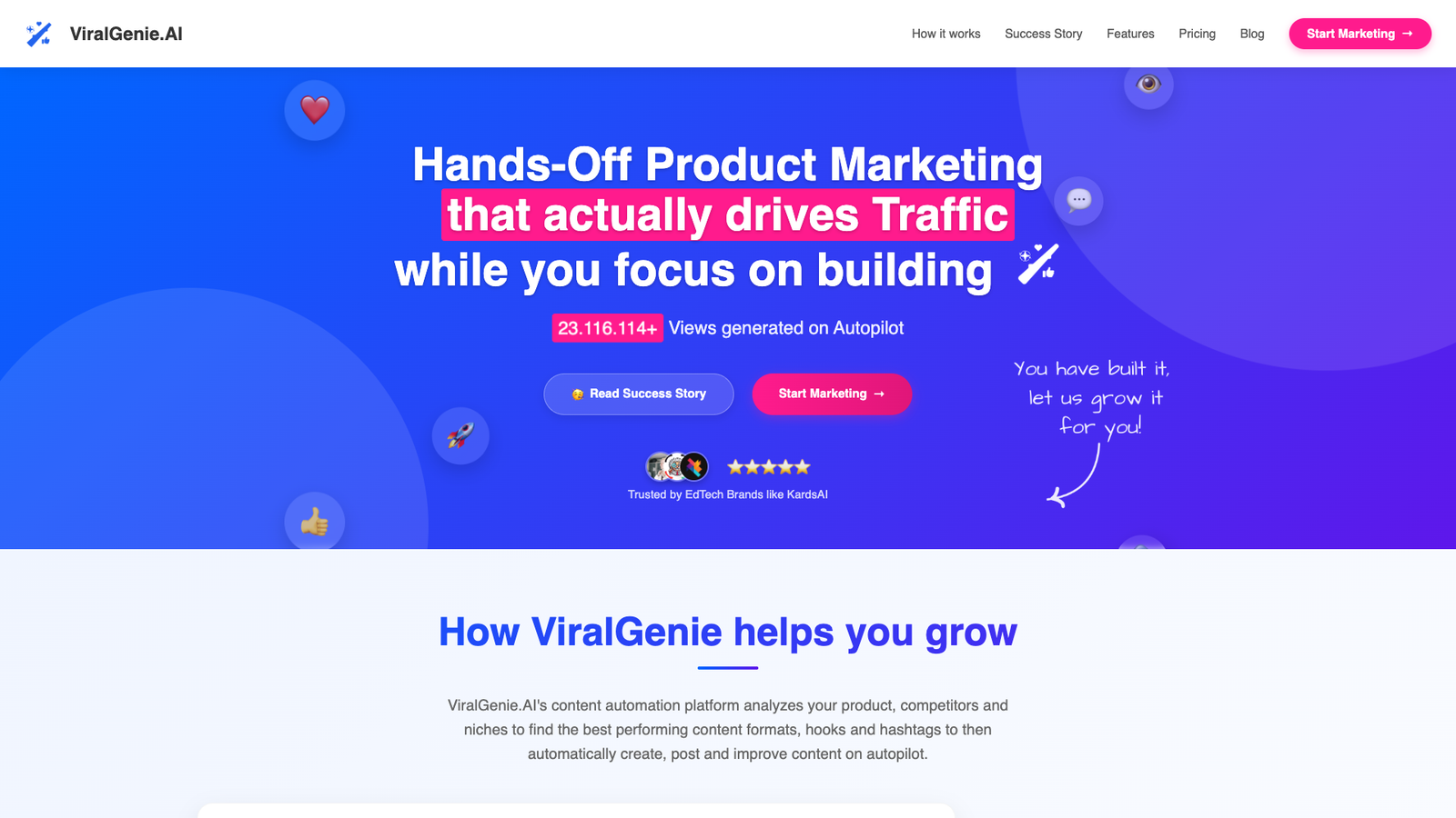 ViralGenie.AI — интерфейс нейросети