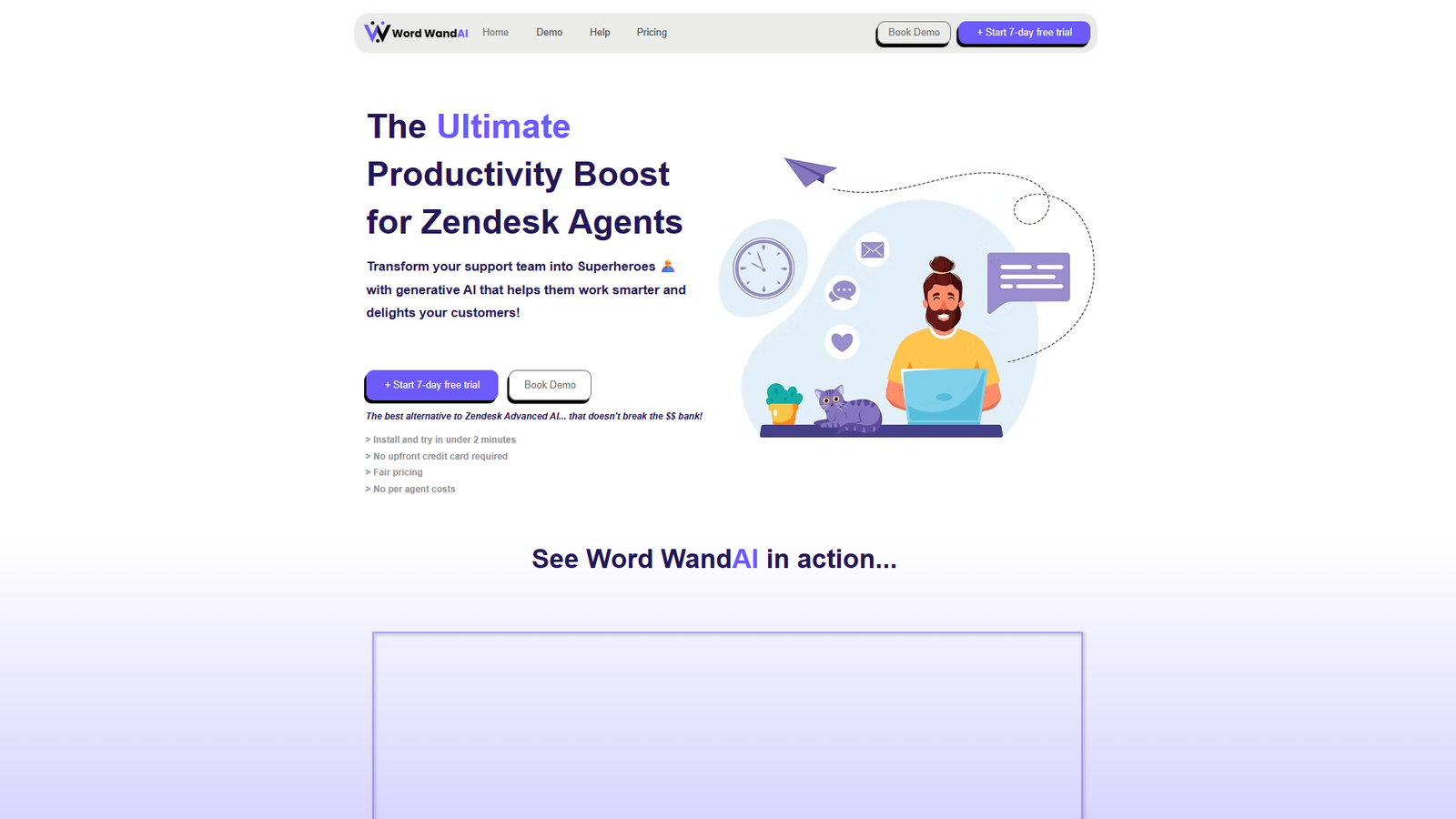 Word WandAI — Zendesk AI Assistant — интерфейс нейросети Word WandAI — Zendesk AI Assistant — интерфейс нейросети