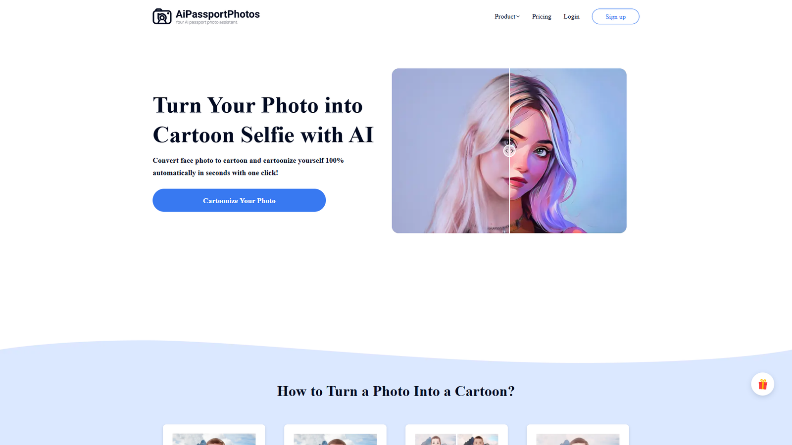 AiPassportPhotos Cartoon Selfie — интерфейс нейросети AiPassportPhotos Cartoon Selfie — интерфейс нейросети