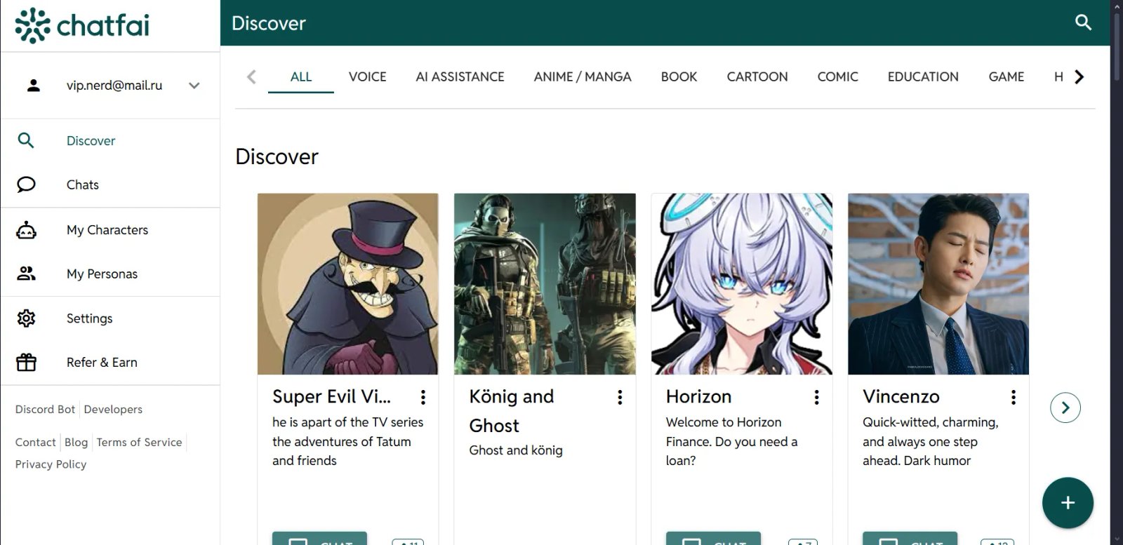 ChatFAI Characters ChatFAI Characters