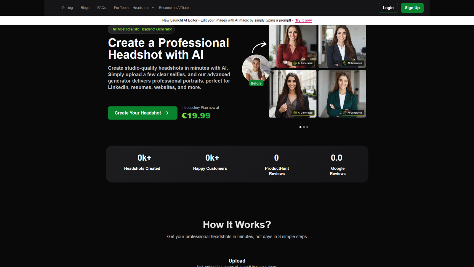 AI Headshot Generator — интерфейс нейросети AI Headshot Generator — интерфейс нейросети