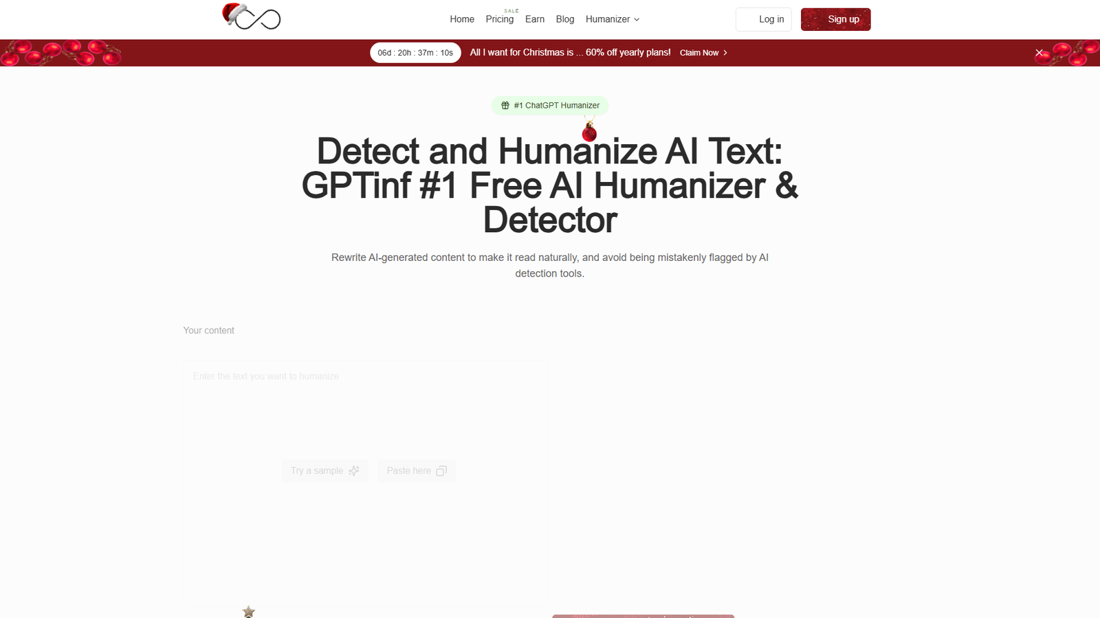 GPTinf — Detect & Humanize AI Text — интерфейс нейросети GPTinf — Detect & Humanize AI Text — интерфейс нейросети
