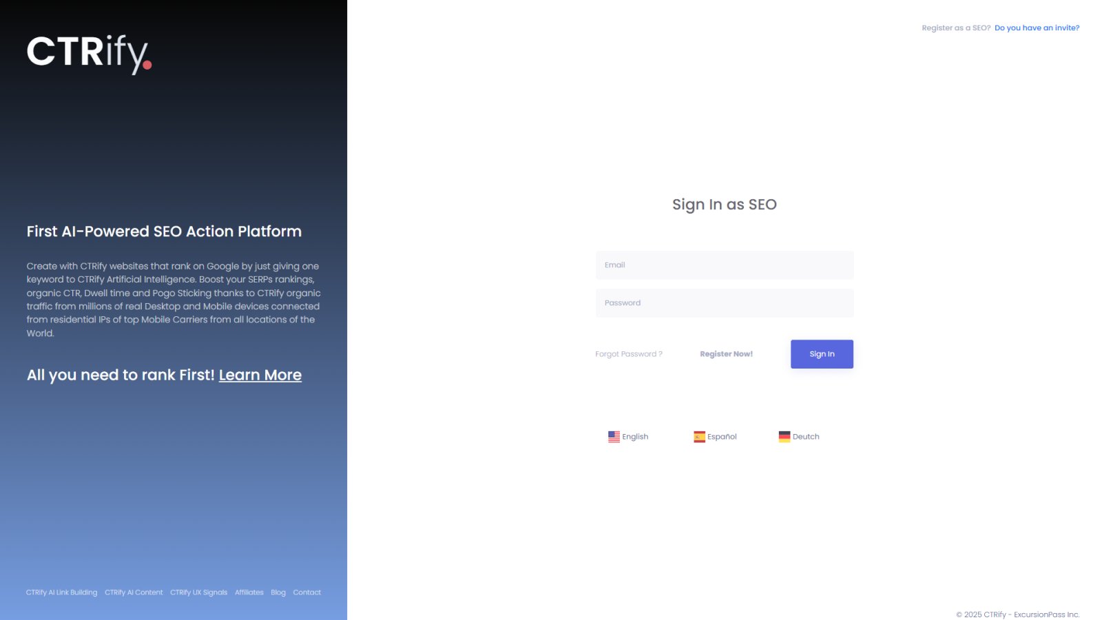CTRify нейросеть Главная страница