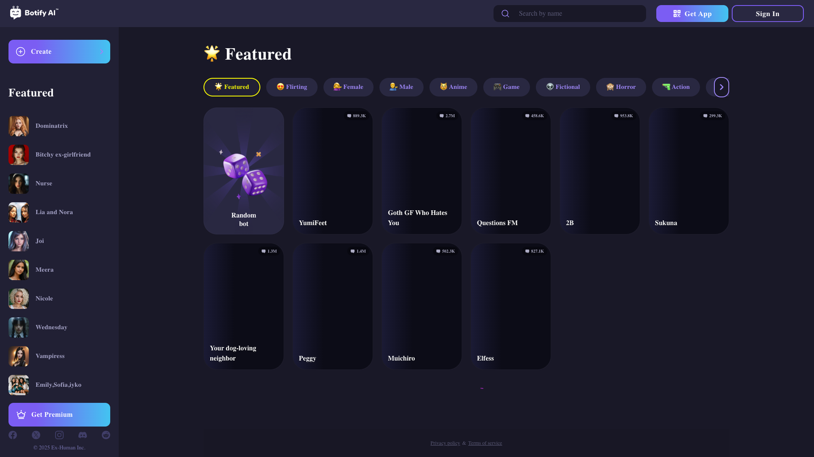 Botify AI — интерфейс нейросети