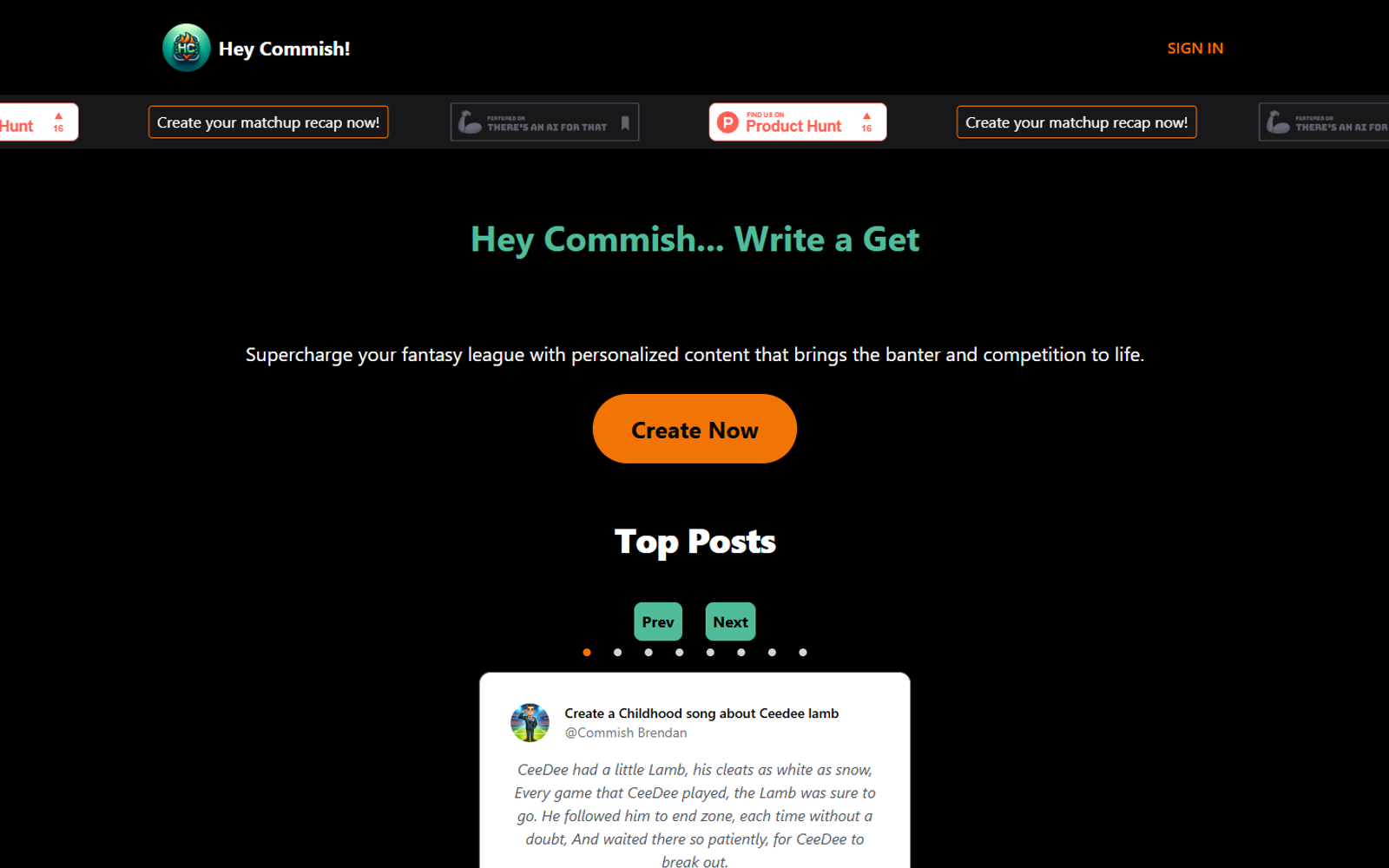 Hey Commish — интерфейс нейросети Hey Commish — интерфейс нейросети