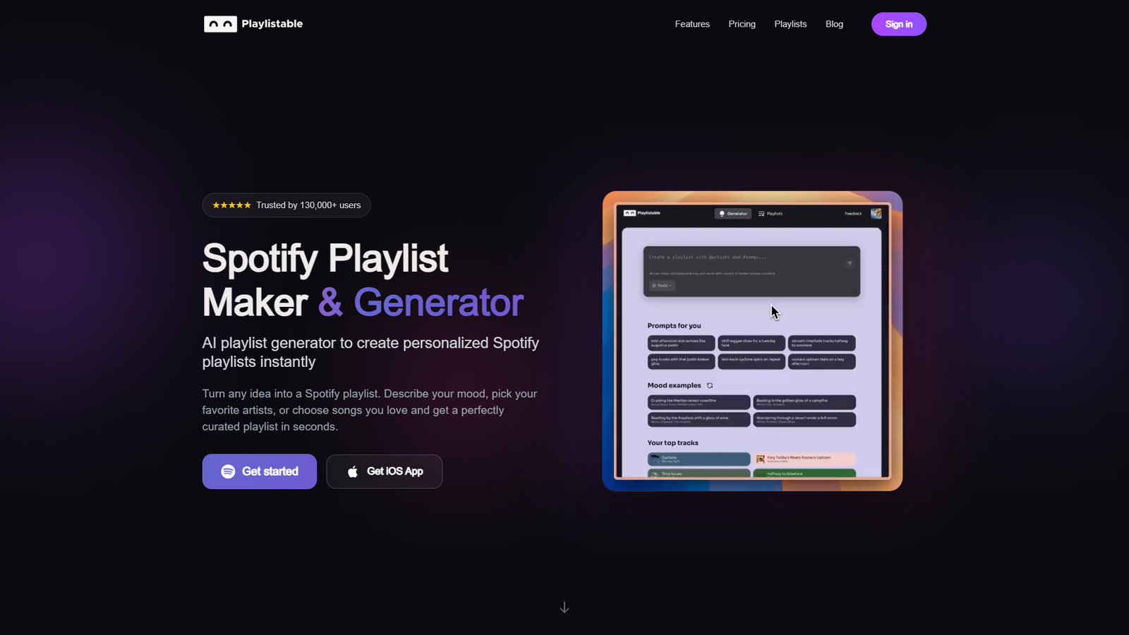 Playlistable — интерфейс нейросети Playlistable — интерфейс нейросети