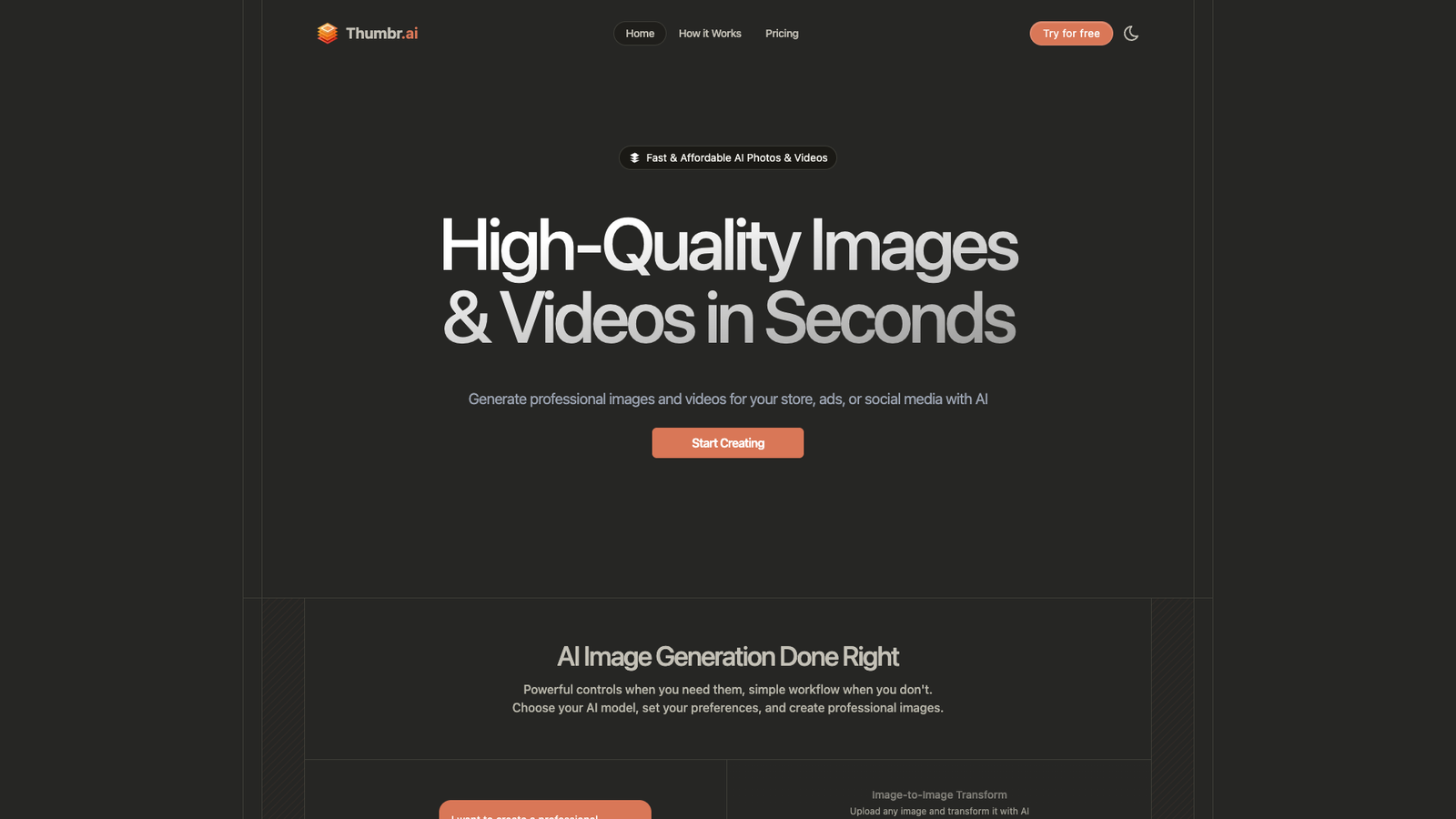 Thumbr.ai — интерфейс нейросети