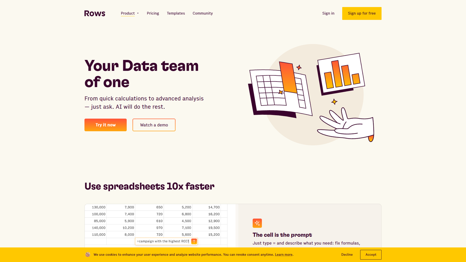 Rows AI — интерфейс нейросети Rows AI — интерфейс нейросети