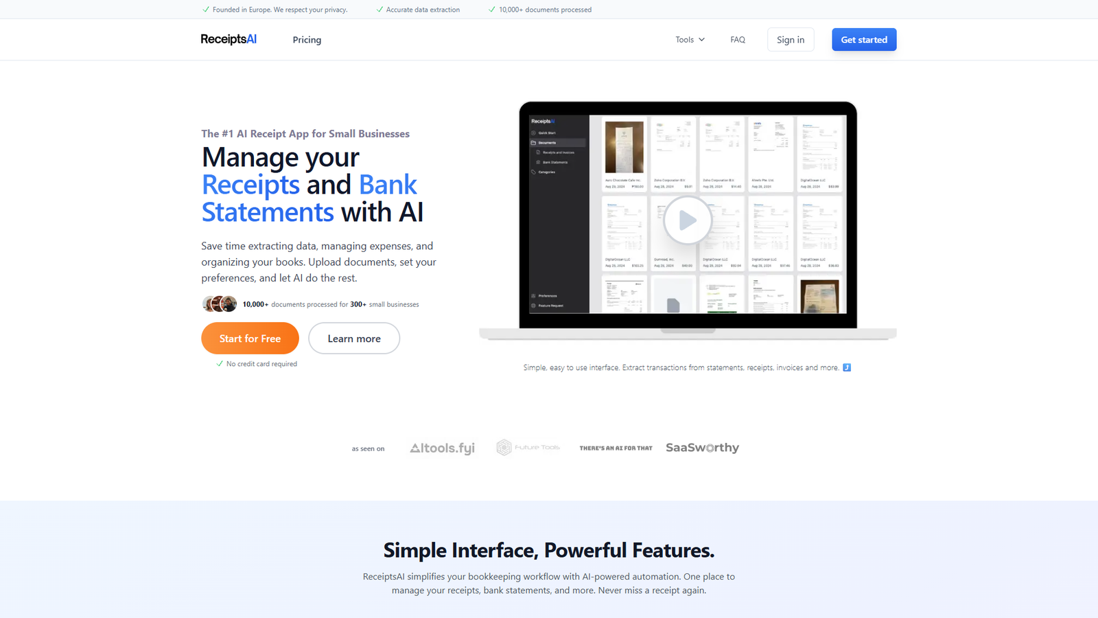 ReceiptsAI — интерфейс нейросети ReceiptsAI — интерфейс нейросети