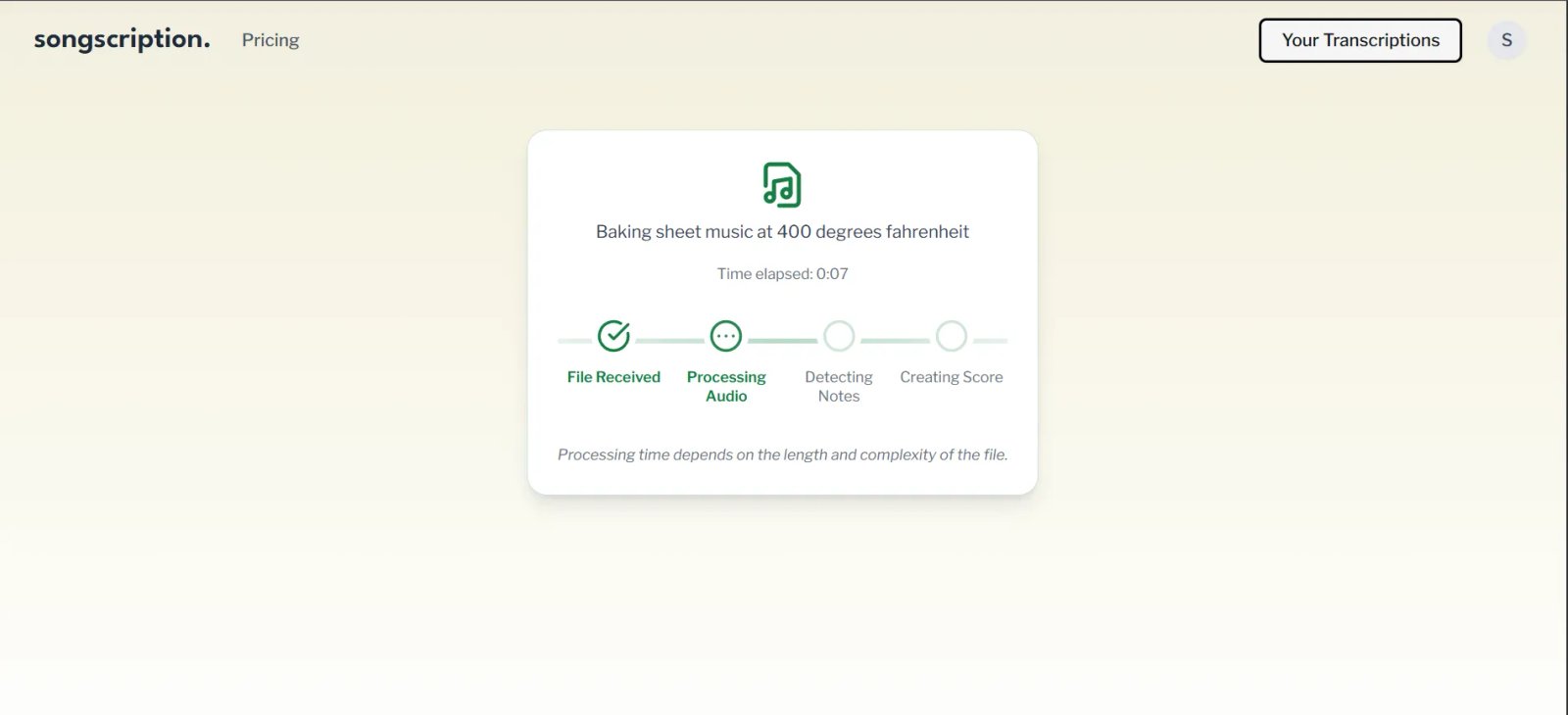 Songscription AI Процесс Songscription AI Процесс