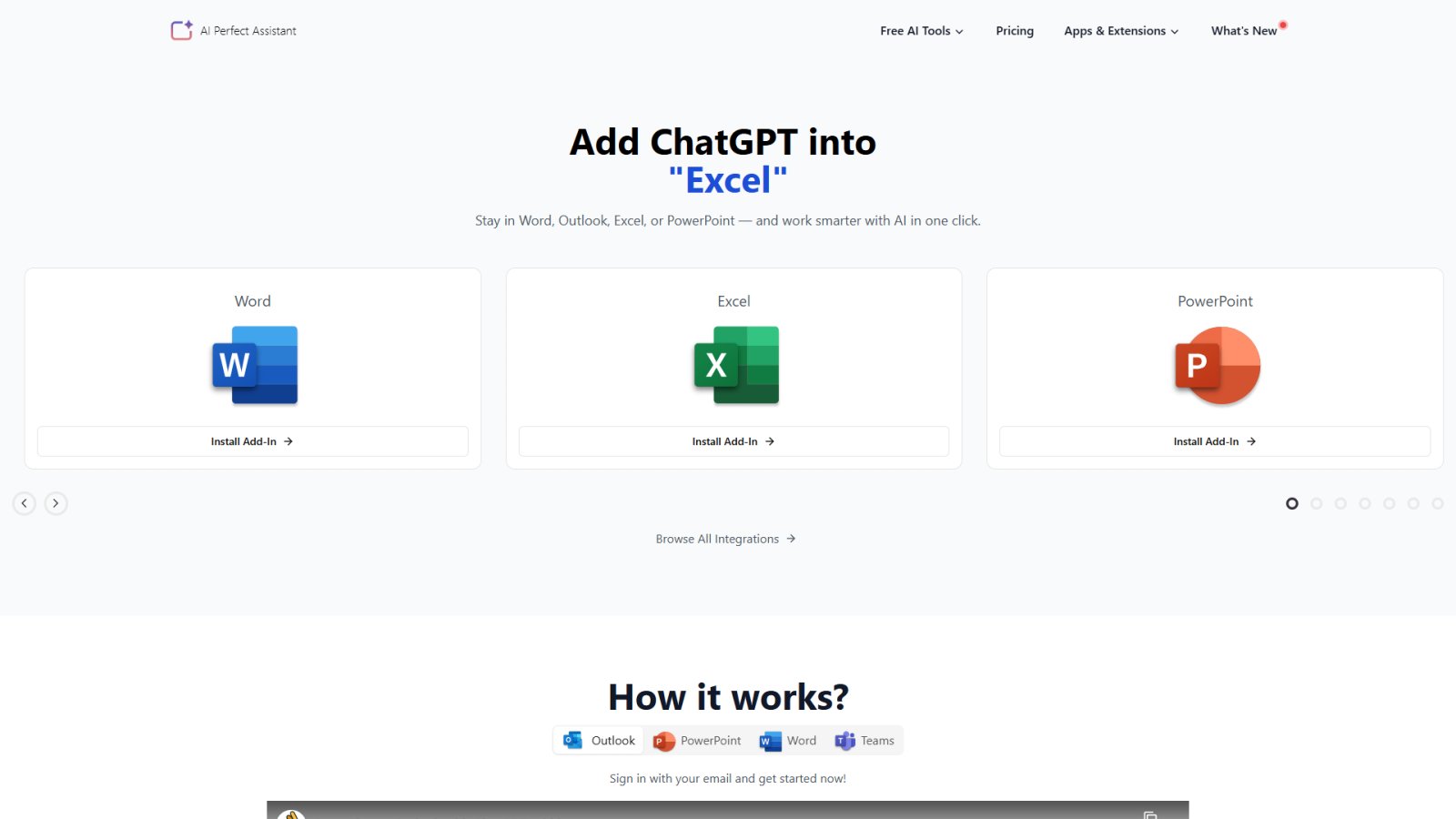 AI Perfect Assistant нейросеть Главная страница