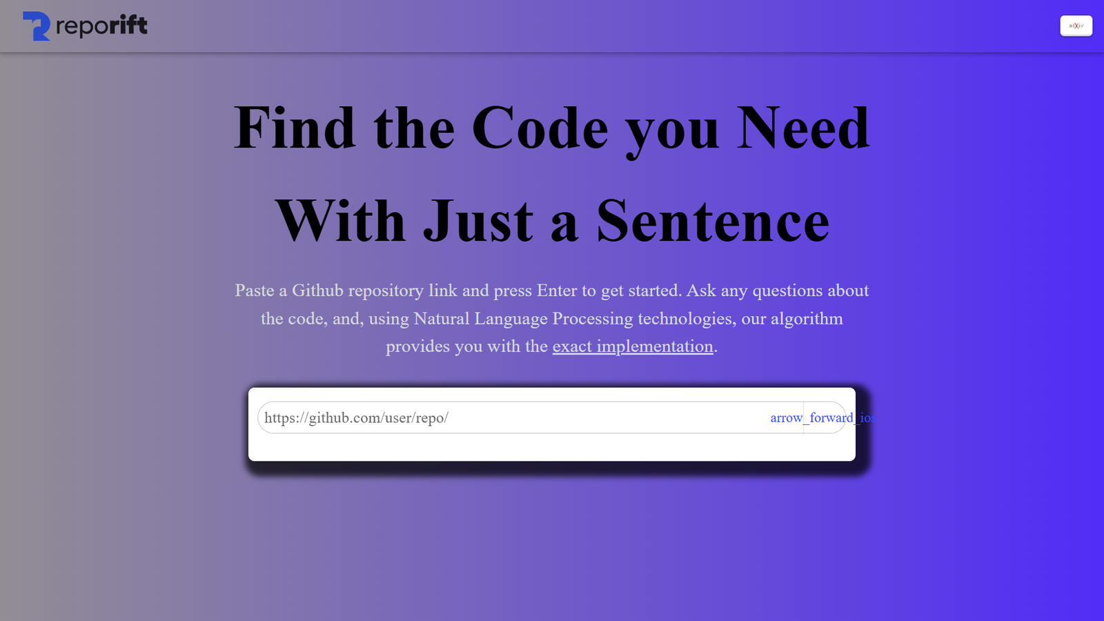 RepoRift — интерфейс нейросети RepoRift — интерфейс нейросети