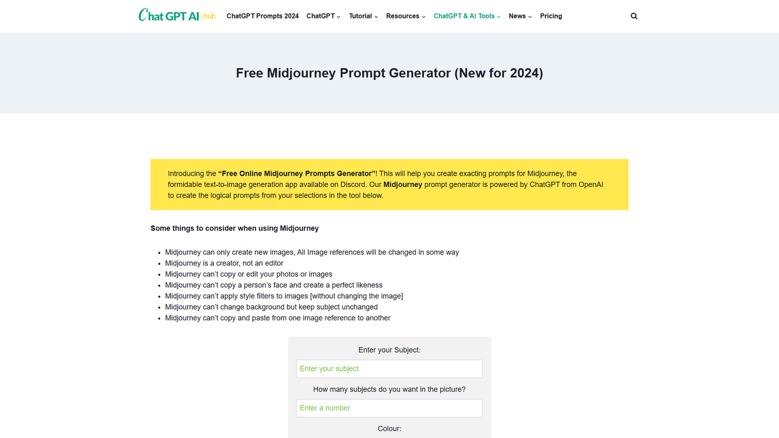 Free Midjourney Prompt Generator — интерфейс нейросети Free Midjourney Prompt Generator — интерфейс нейросети