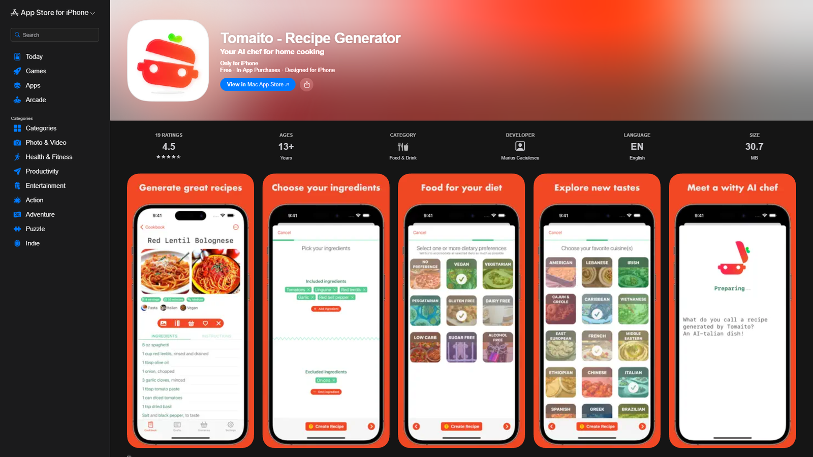 Tomaito - Recipe Generator — интерфейс нейросети Tomaito - Recipe Generator — интерфейс нейросети