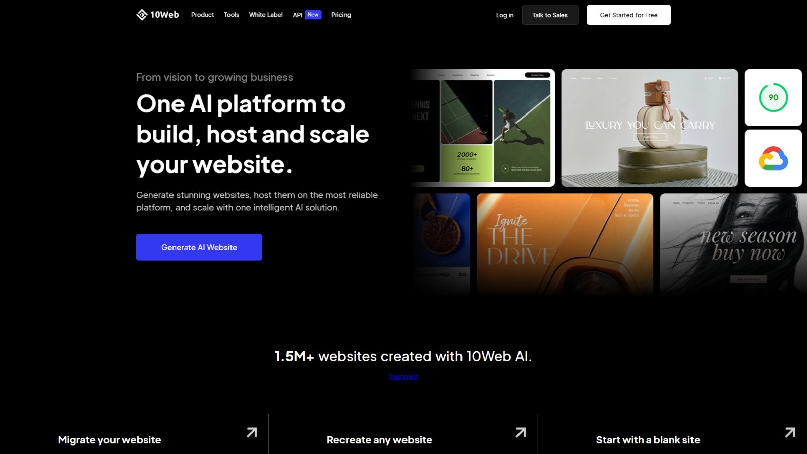 10Web нейросеть Главная страница