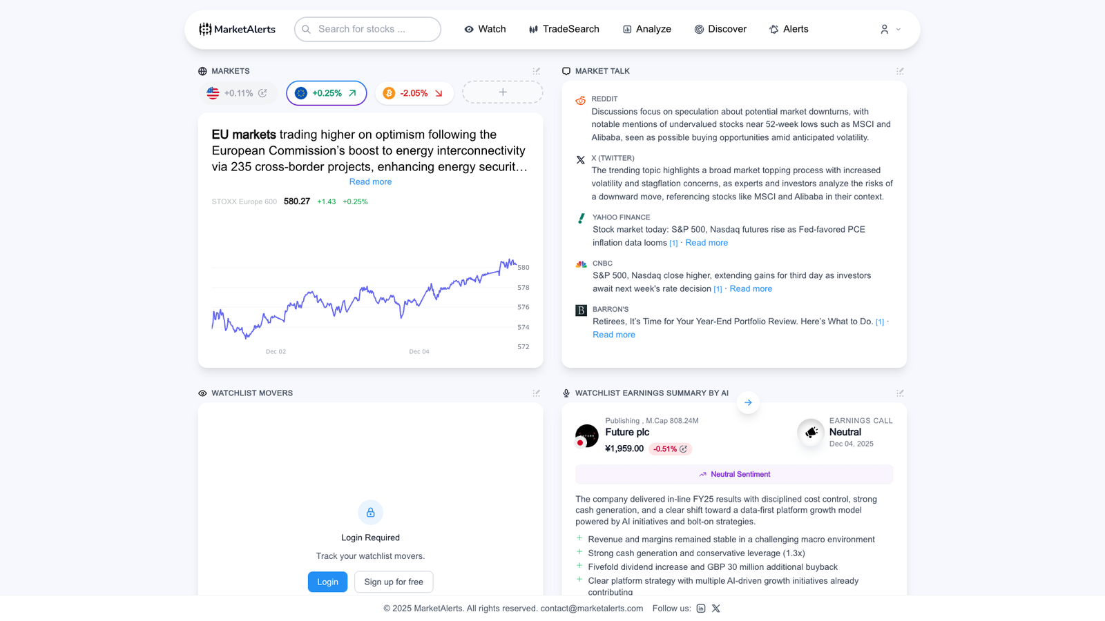 MarketAlerts — интерфейс нейросети MarketAlerts — интерфейс нейросети