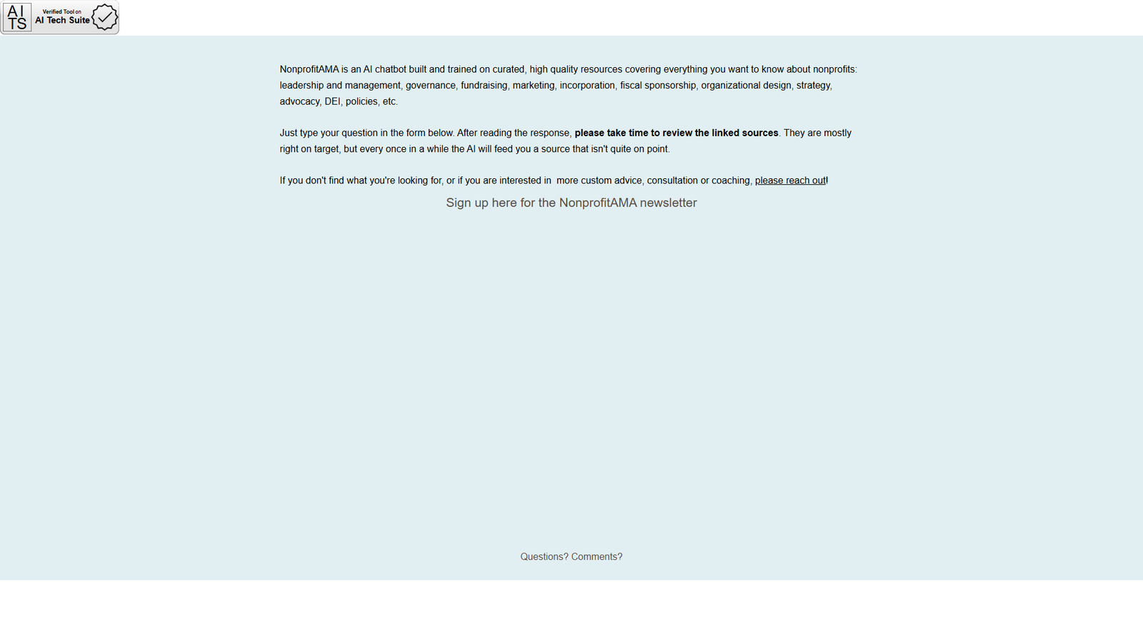 NonprofitAMA — интерфейс нейросети NonprofitAMA — интерфейс нейросети