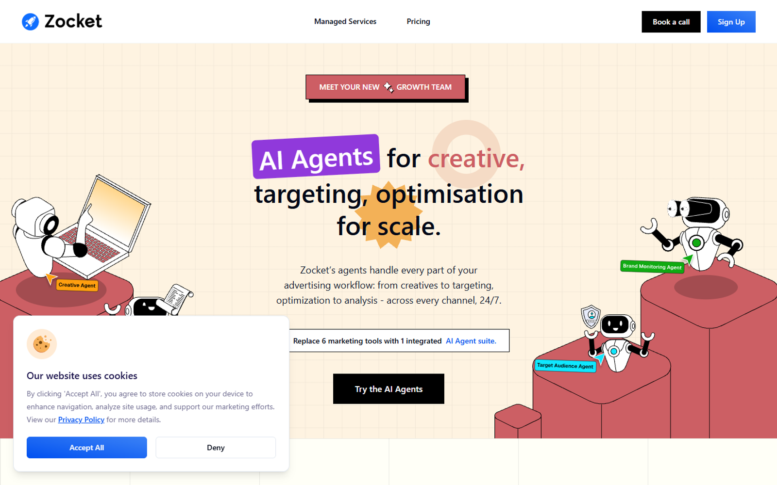 Zocket AI Marketing Agents — интерфейс нейросети Zocket AI Marketing Agents — интерфейс нейросети