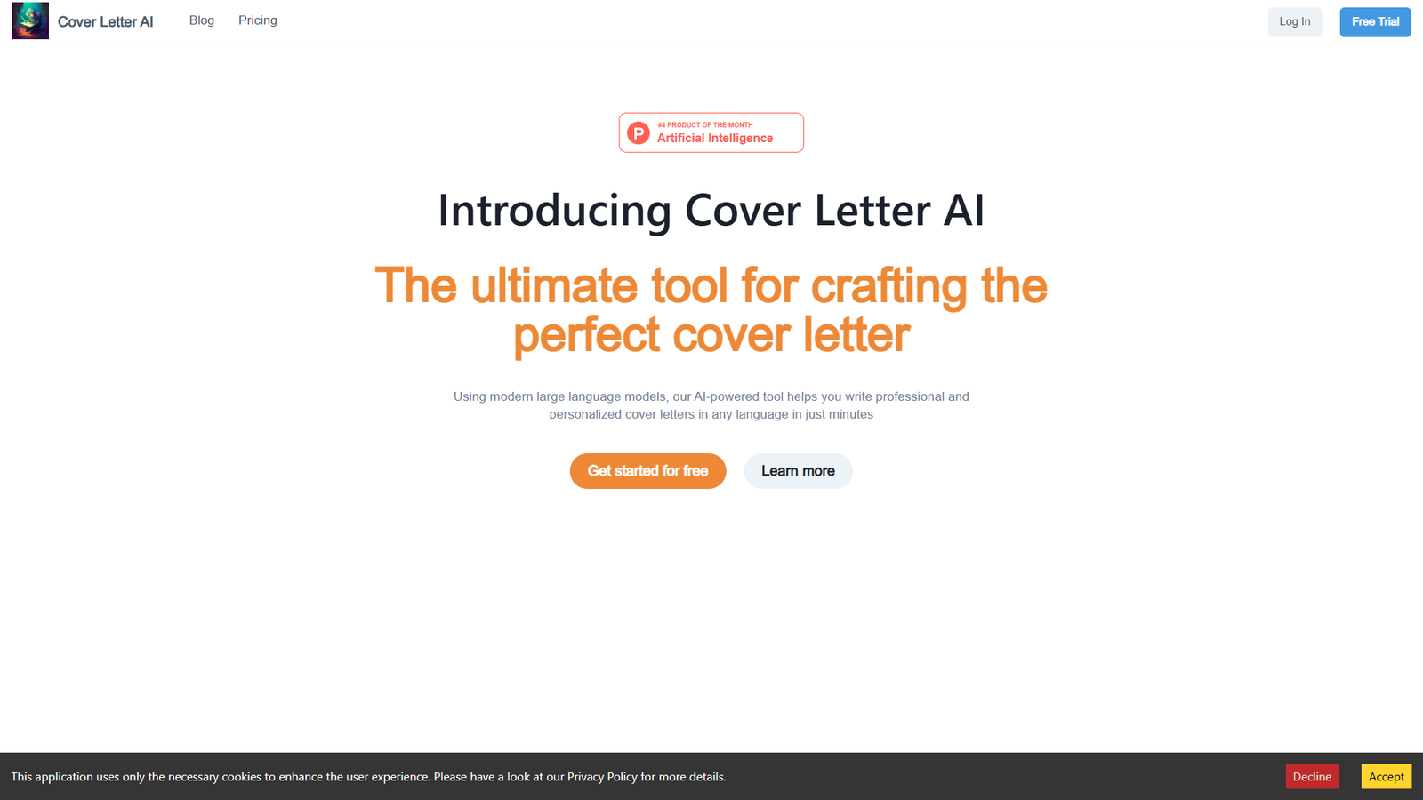 Cover Letter AI — интерфейс нейросети Cover Letter AI — интерфейс нейросети