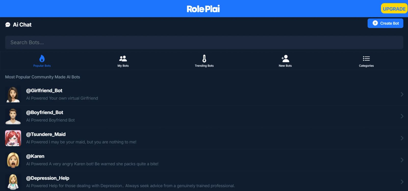 RolePlai Персонажи