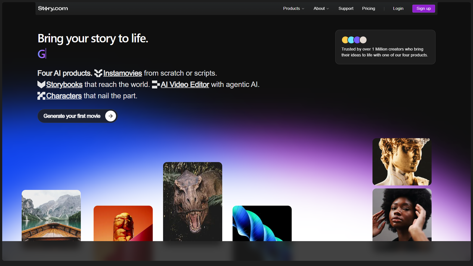 Story AI Movie Maker — интерфейс нейросети Story AI Movie Maker — интерфейс нейросети