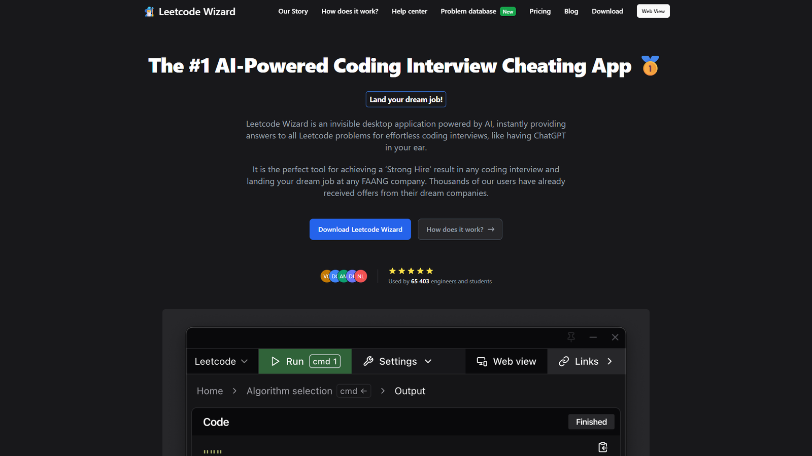 Leetcode Wizard — интерфейс нейросети Leetcode Wizard — интерфейс нейросети