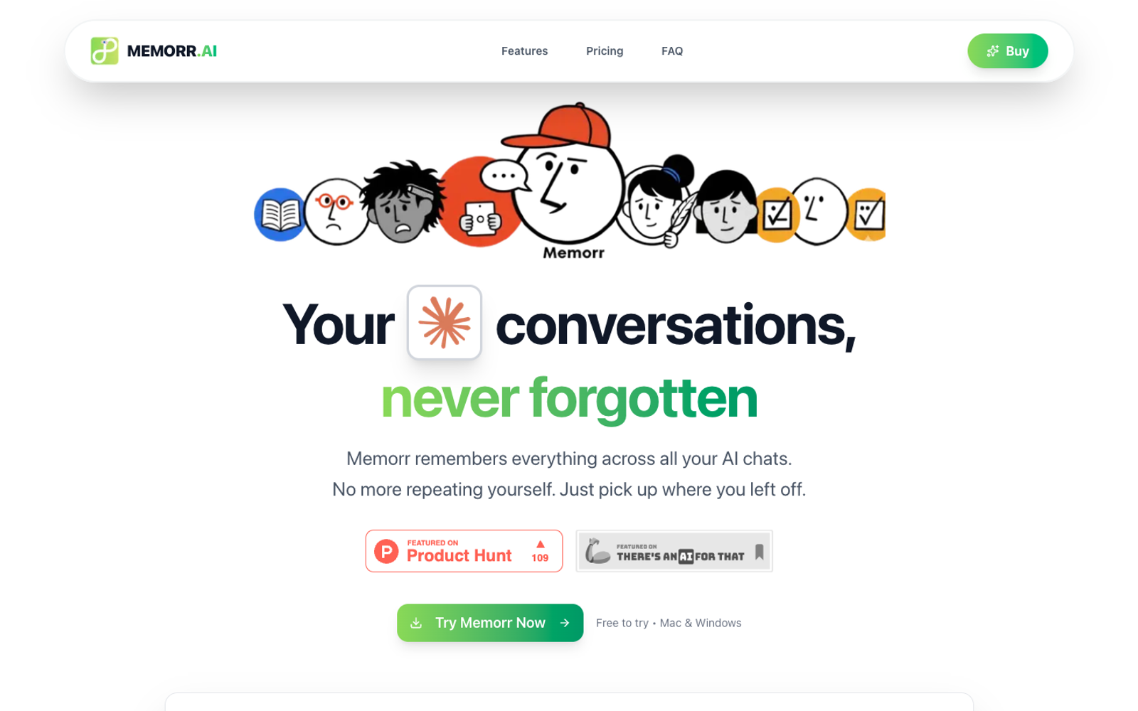 Memorr.AI — интерфейс нейросети
