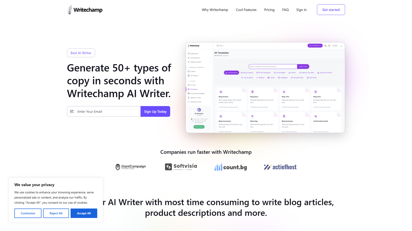 Writechamp AI Writer — интерфейс нейросети Writechamp AI Writer — интерфейс нейросети
