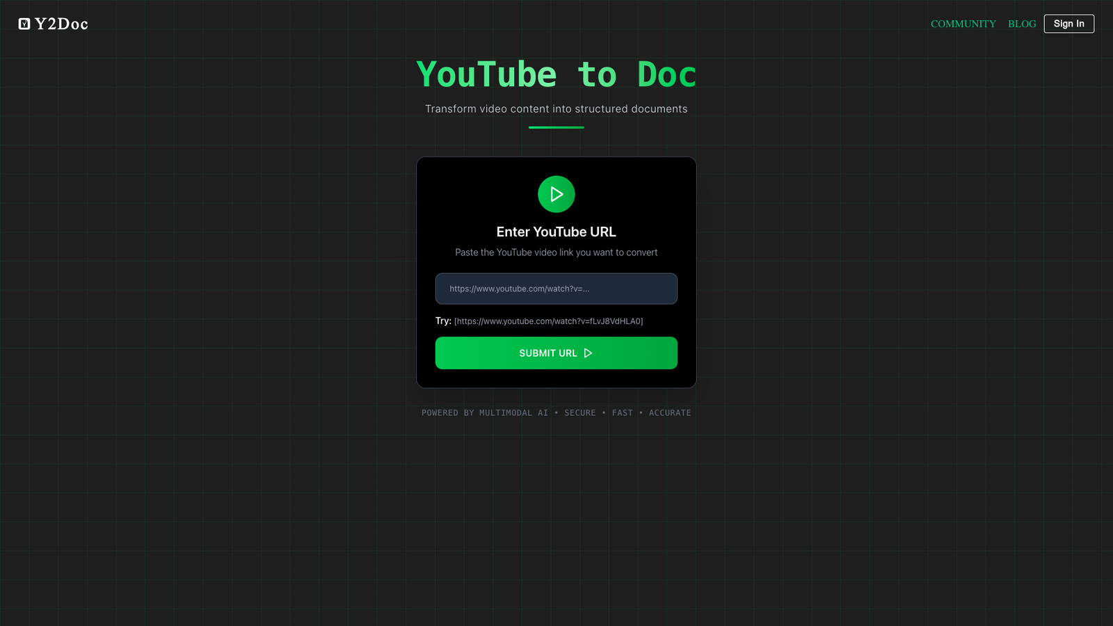 YouTube to Doc — интерфейс нейросети YouTube to Doc — интерфейс нейросети