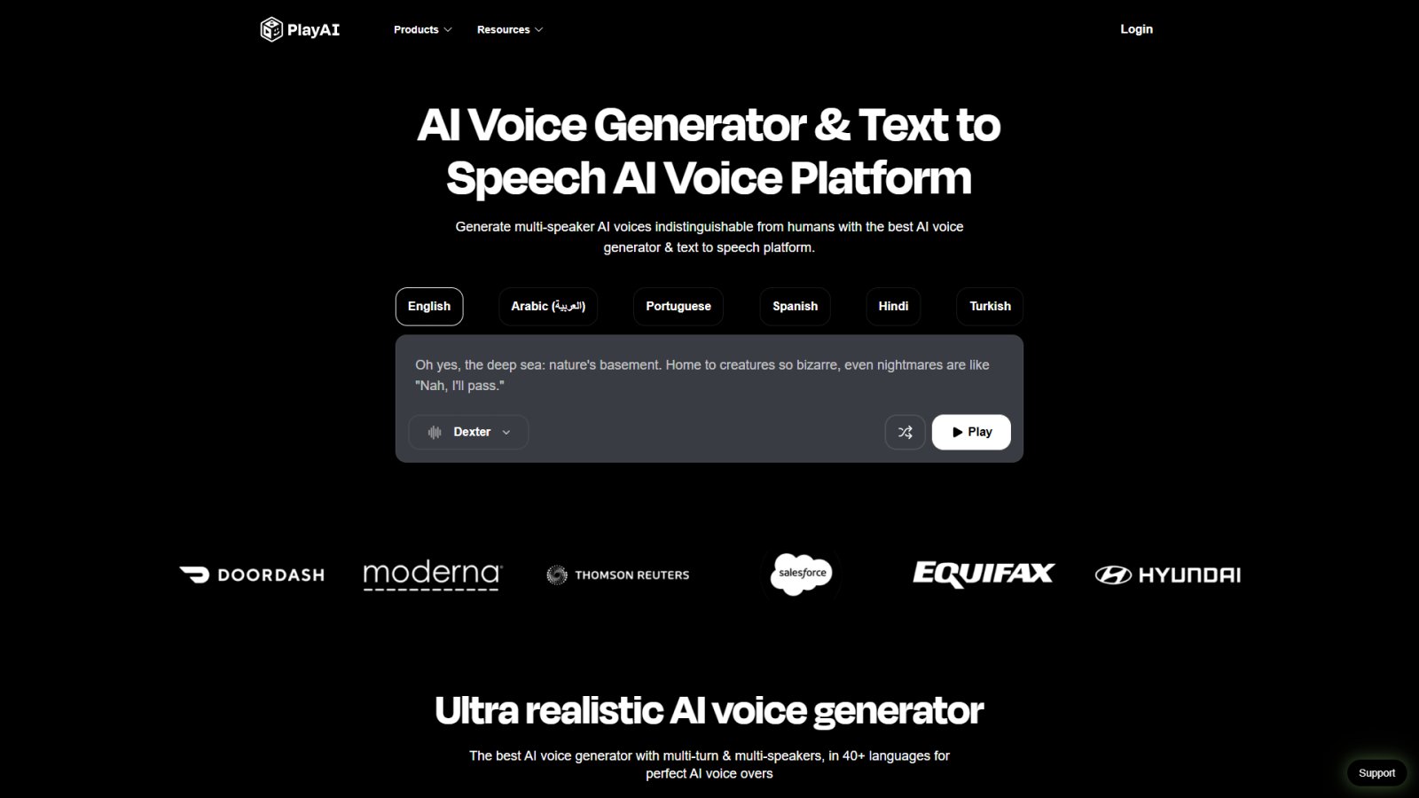 PlayHT нейросеть Главная страница
