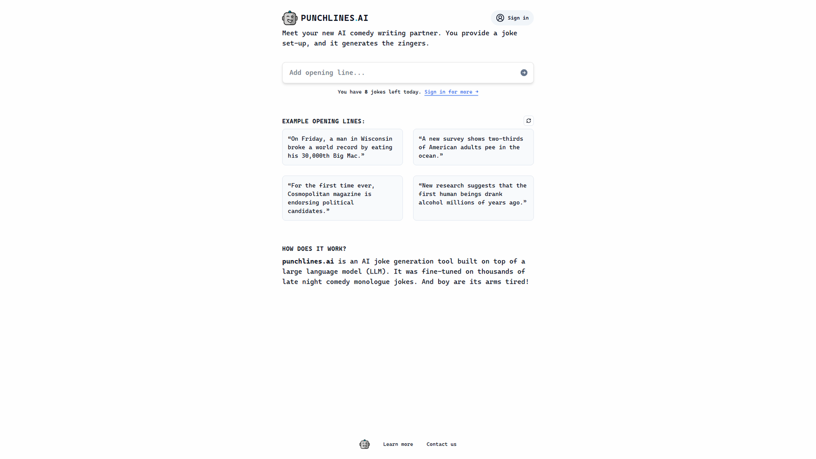 punchlines.ai — интерфейс нейросети punchlines.ai — интерфейс нейросети