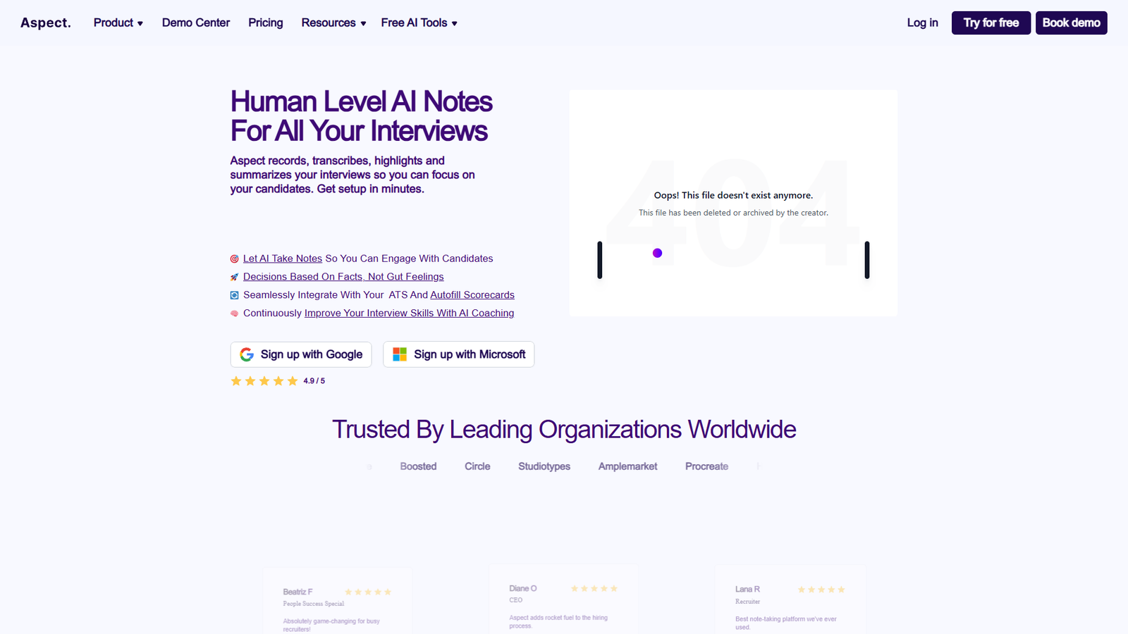 Aspect — AI Interview Notes — интерфейс нейросети Aspect — AI Interview Notes — интерфейс нейросети