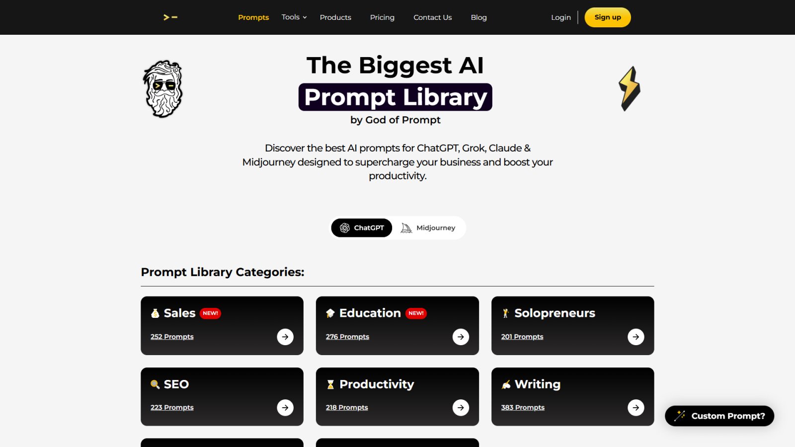 AI Prompt Library нейросеть Главная страница