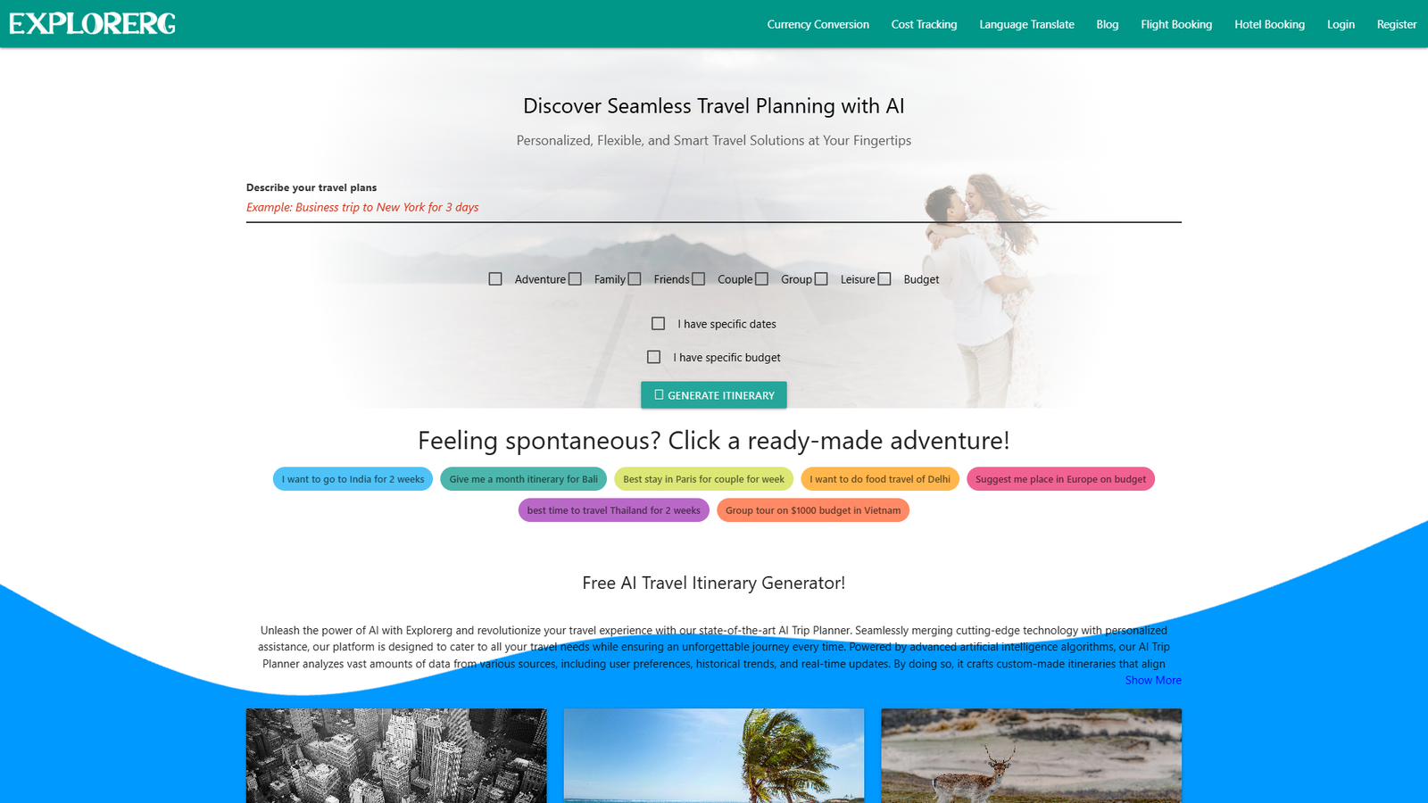 Explorerg — AI Travel Planner — интерфейс нейросети Explorerg — AI Travel Planner — интерфейс нейросети