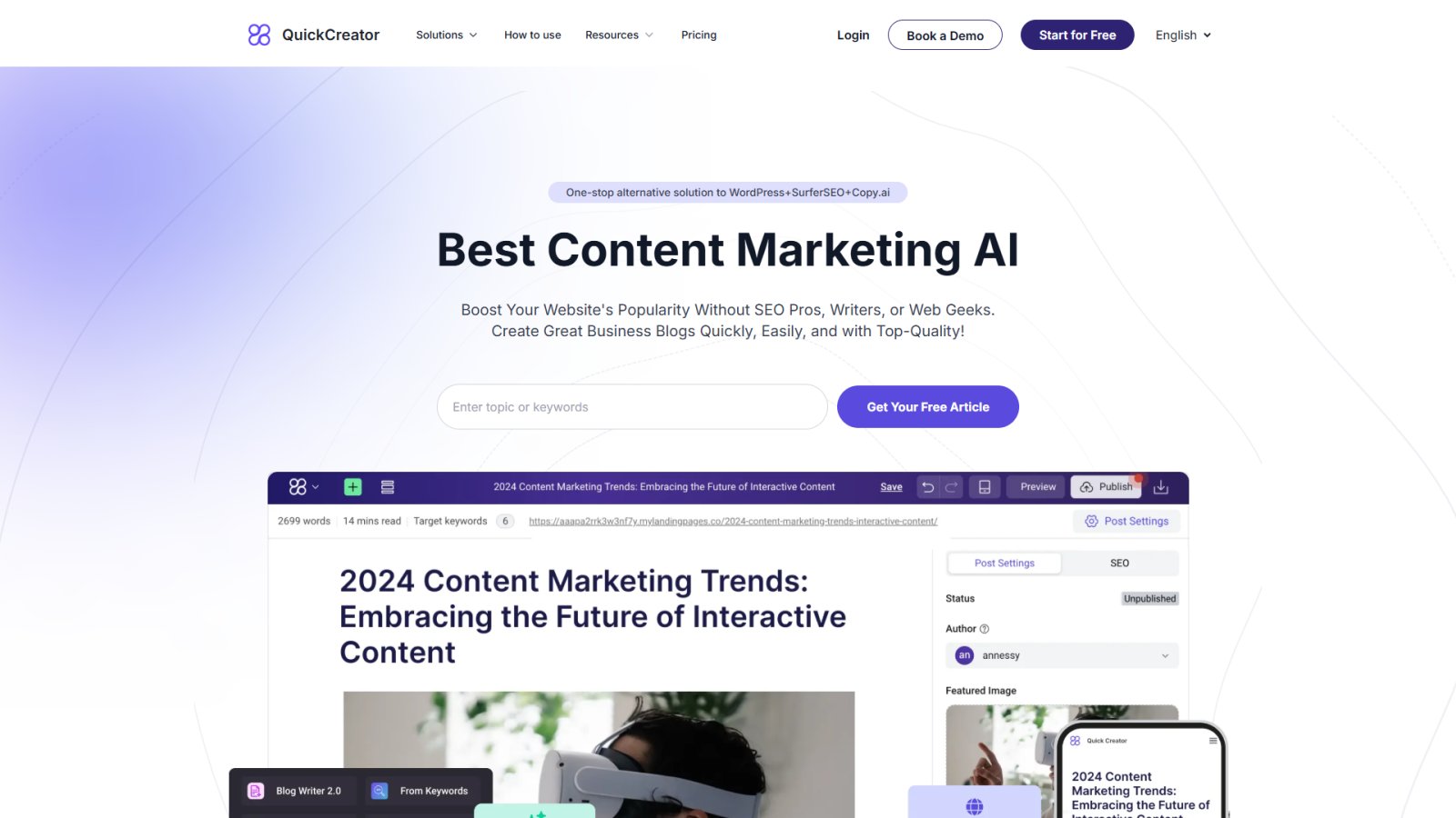 Quick Creator нейросеть Главная страница Quick Creator нейросеть Главная страница